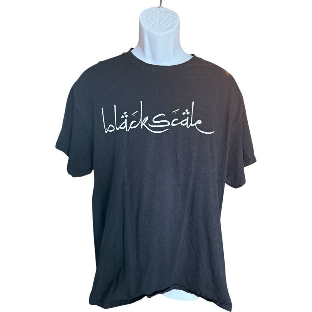 Mens BLVCKSCVLE Black Scale Logo Script Graphic Tee Shirt - Sz L